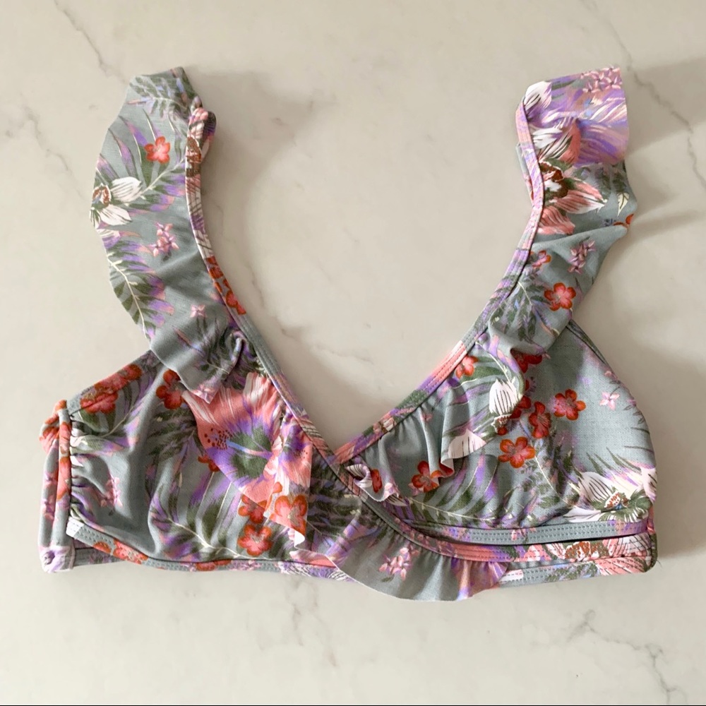 No Boundaries Women’s Gray River Floral Bikini Top Size Large - Picture 2 of 8